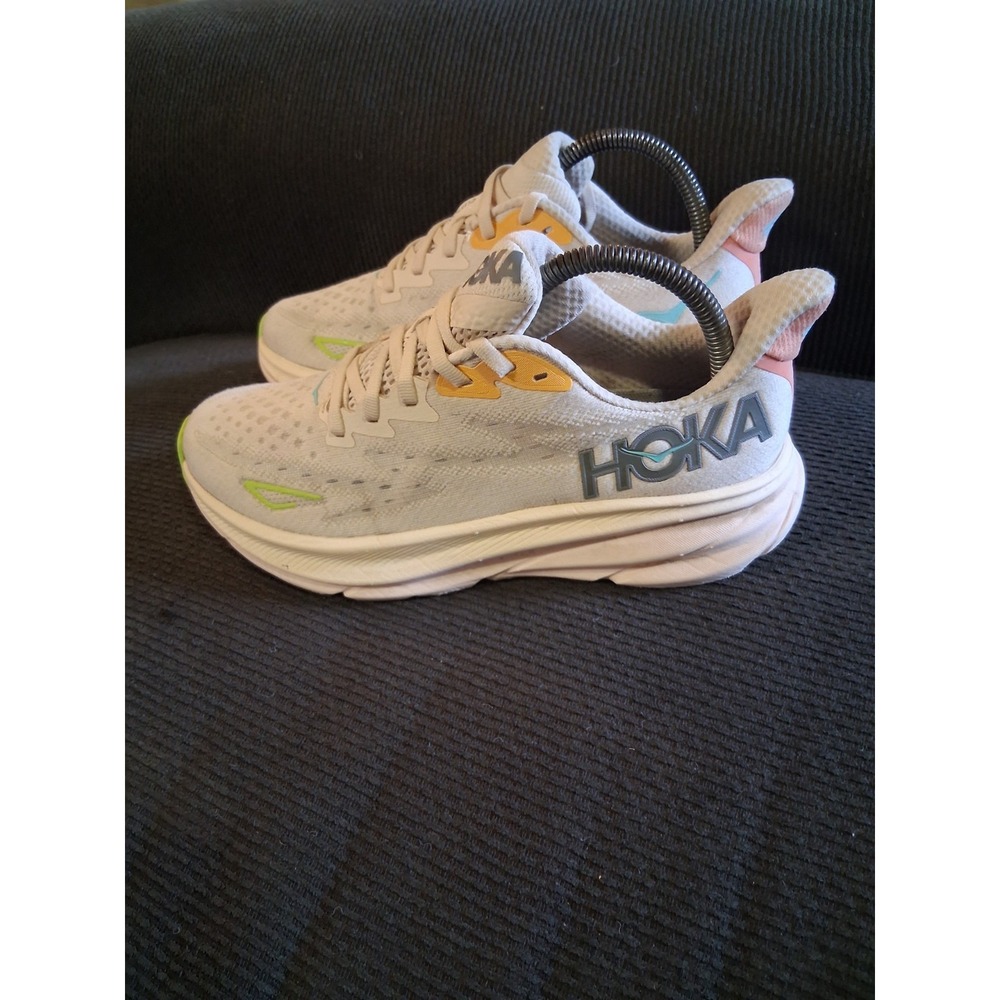 HOKA Women's White Running Shoes with Lime Accents